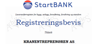 Kranentreprenøren er registrert i Startbank